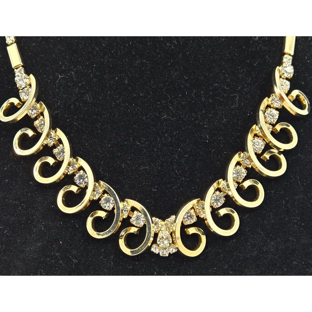 Gold-Tone Sarah Coventry Celestial Necklace Bracelet & Earrings Set With Rhinest - Picture 3 of 10